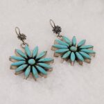 Sterling silver and turquoise flower earrings.