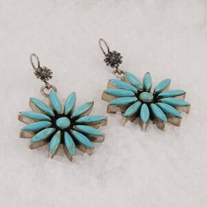 Sterling silver and turquoise flower earrings.