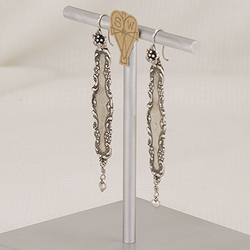 Earrings handmade from sterling silver Victorian spoon handles.