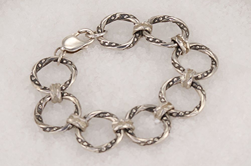 Handmade, big link sterling silver bracelet with large lobster clasp.