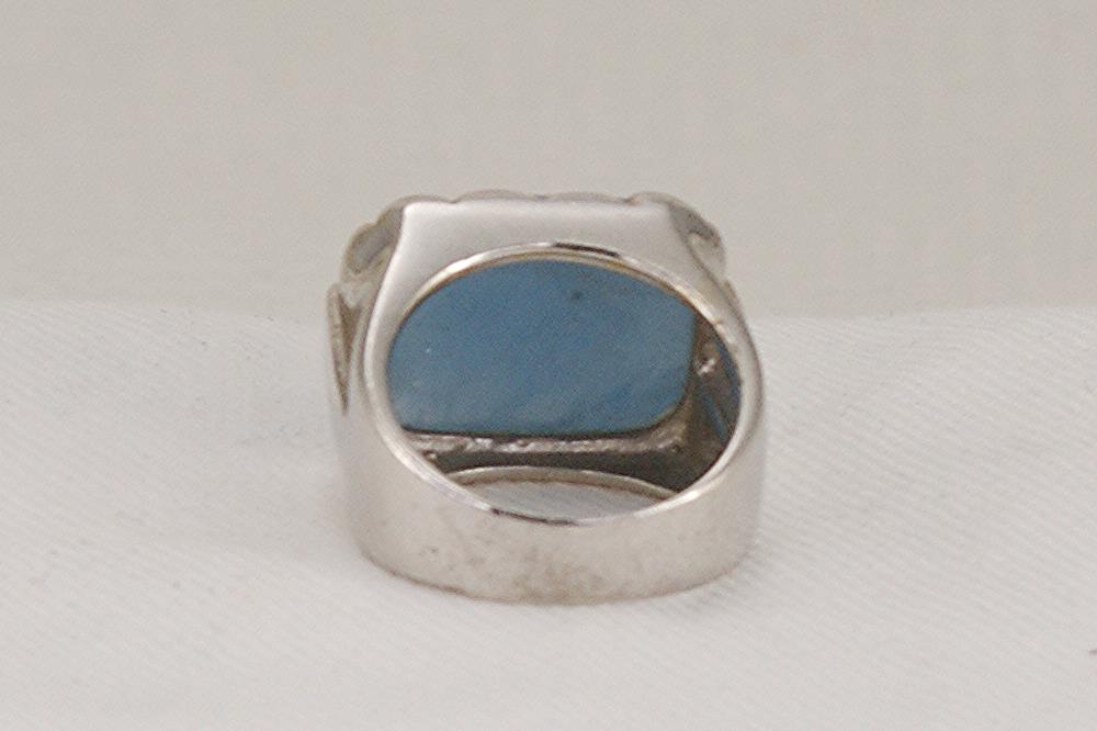 Aqua blue chalcedony sterling silver ring.