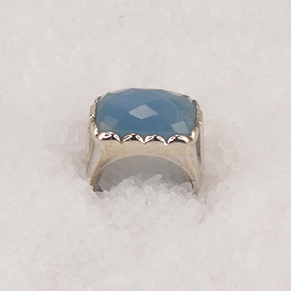 Blue chalcedony and sterling silver ring.