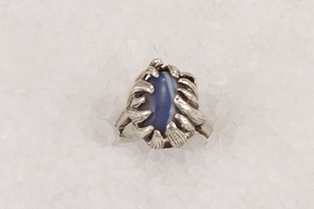 Blue lace agate and sterling silver ring.