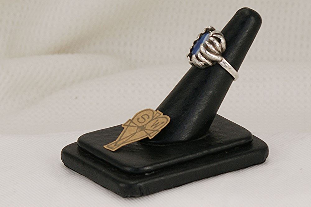 Sterling silver ring with blue lace agate stone.