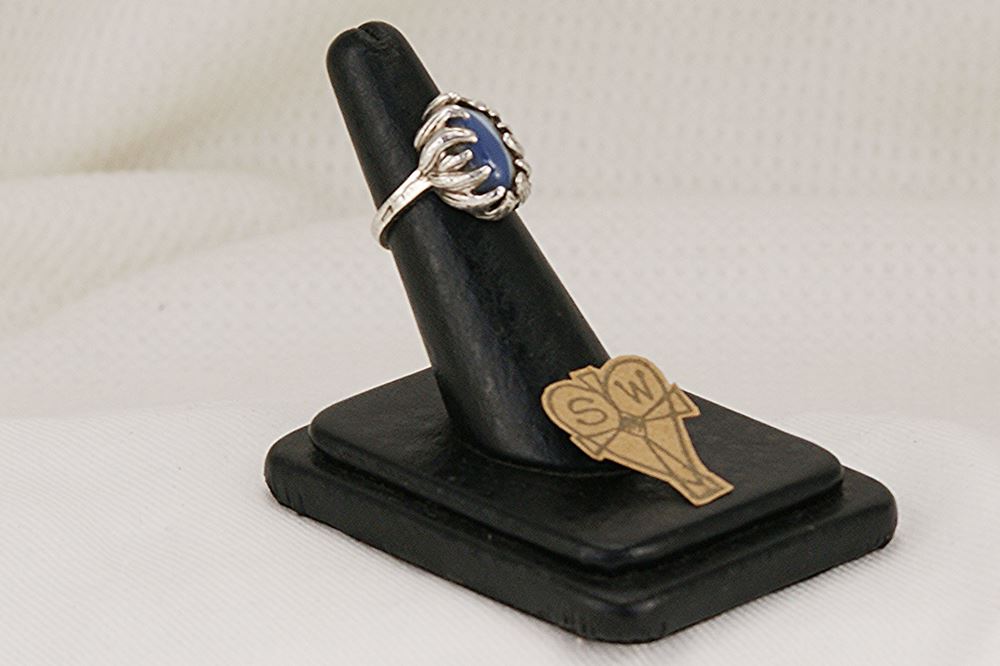 Blue lace agate stone and sterling silver ring.