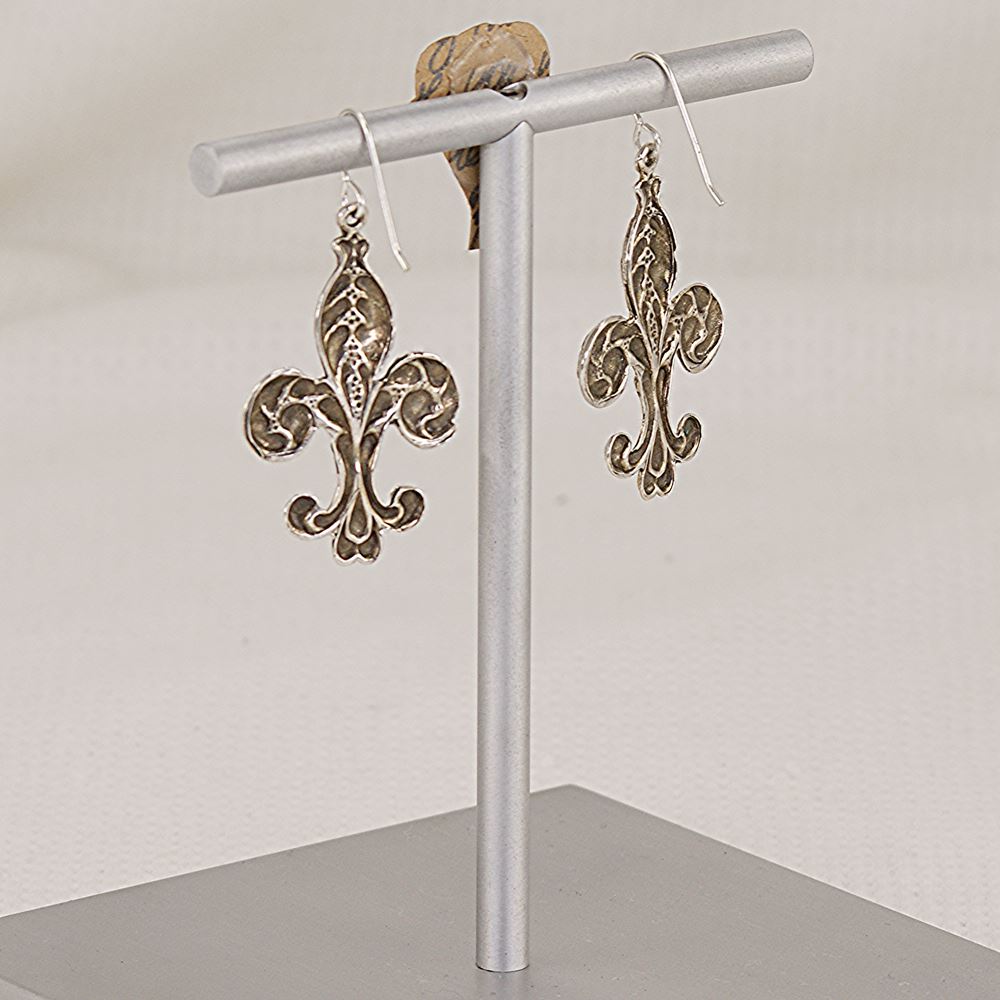 Fleur de lis solid sterling silver earrings.