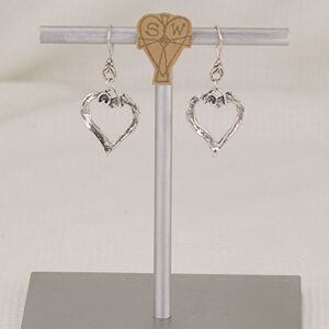 Handmade sterling silver organic heart earrings.