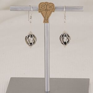 Handmade sterling silver spiral ball earrings.