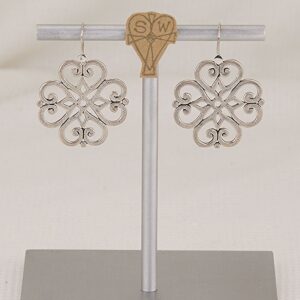 Handmade sterling silver quatrefoil earrings.