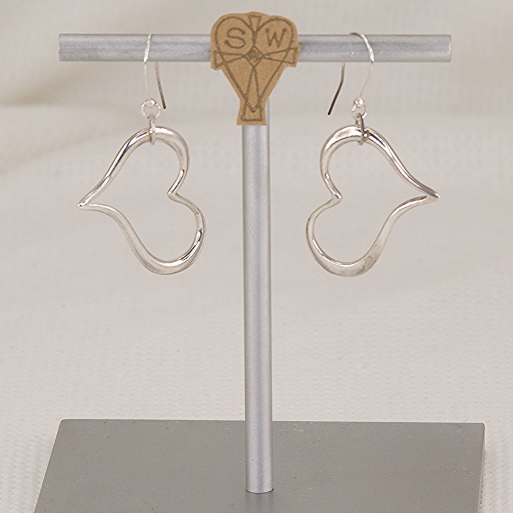 Handmade sterling silver heart earrings.