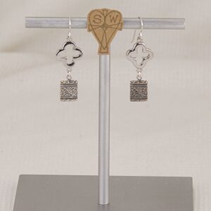 Handmade sterling silver quatrefoil earrings.