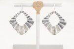 silver floral pleated earrings